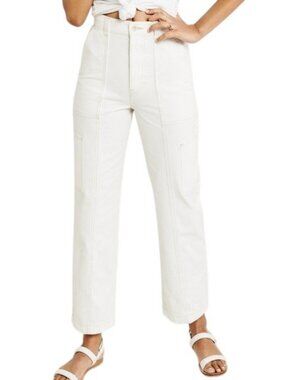NWT Abercrombie & Fitch Cotton Twill High Rise Sraight Leg Utility Pants 30/10